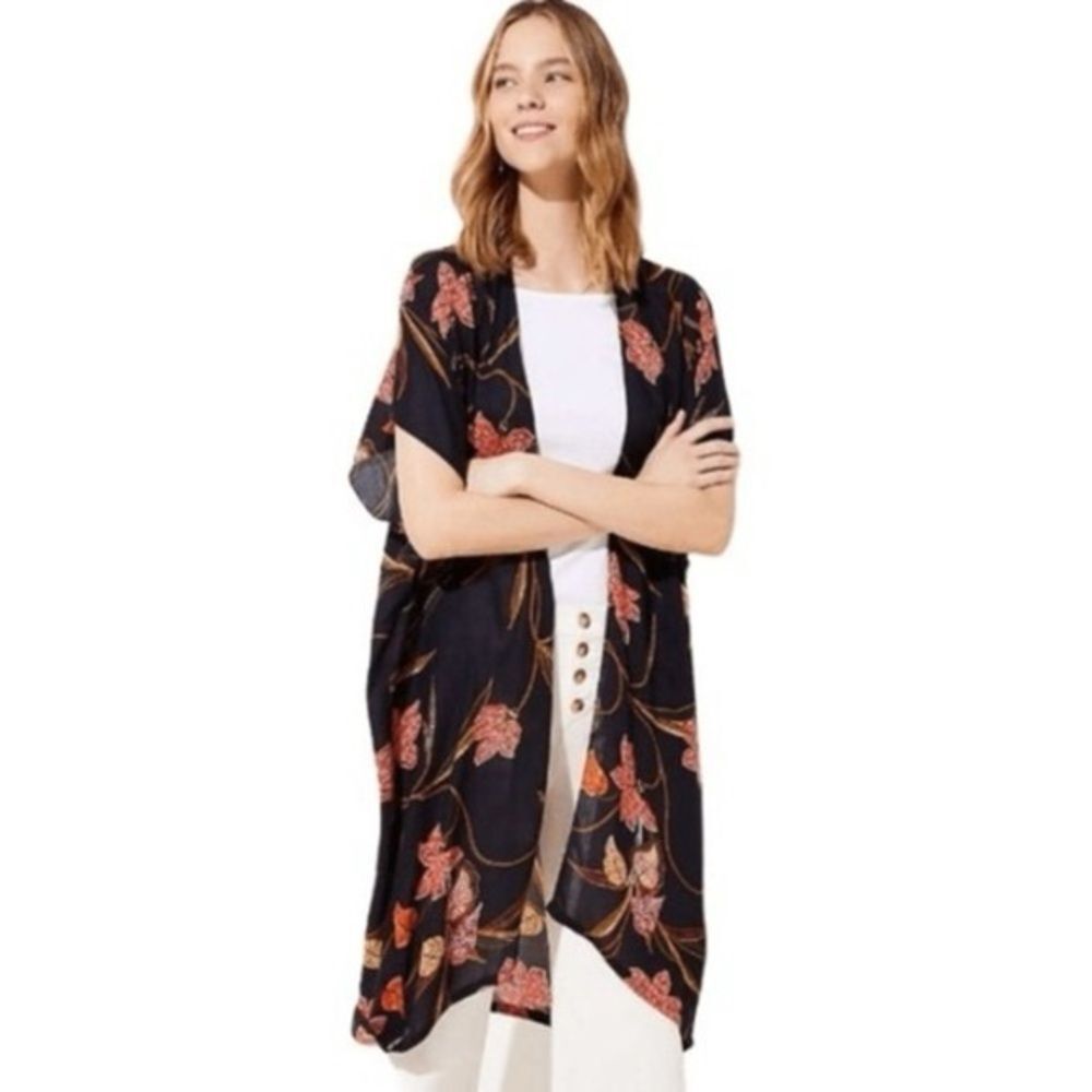 LOFT Kimono Floral Print Open Front Cover Up